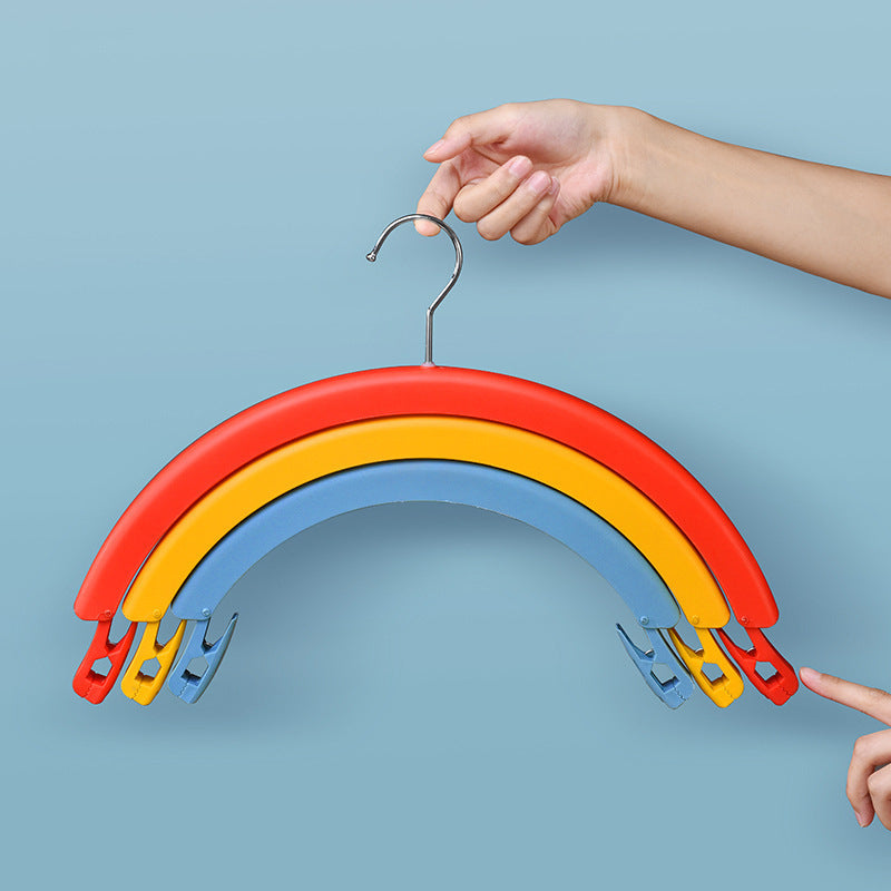 Clothes Rack Creative Rainbow Rotating Racks Multifunctional Three-layer Bed Sheet Drying Rack Clothes Hanger With Pants Clip