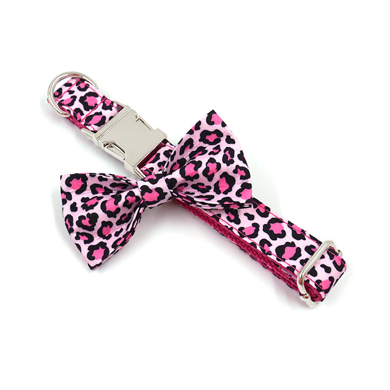 Pet Collar Bowknot Double-layer Gentleman Dog Bowknot Engraved Dog Collar