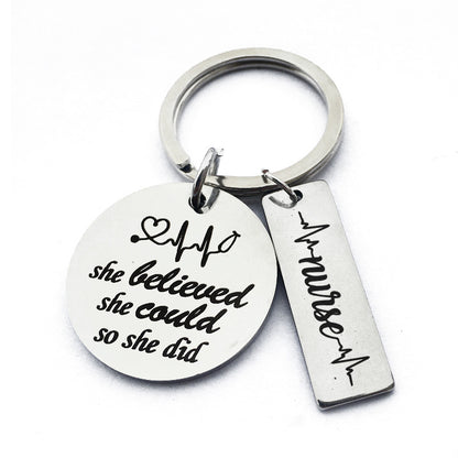 Nurse's Day Stainless Steel Keychain ECG Doctor Gift