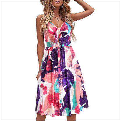 Summer New Style Sleeveless Slim Mid Length Dress Women