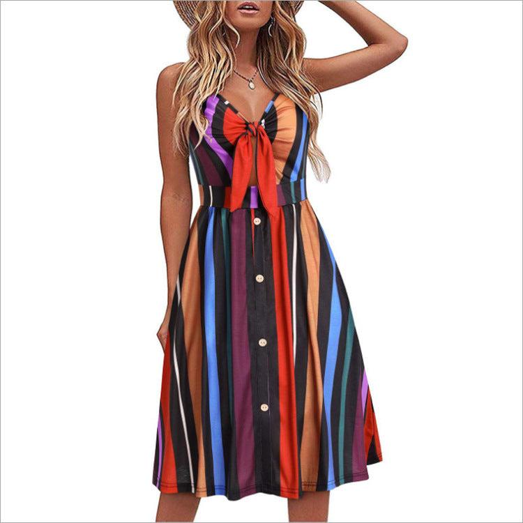 Summer New Style Sleeveless Slim Mid Length Dress Women