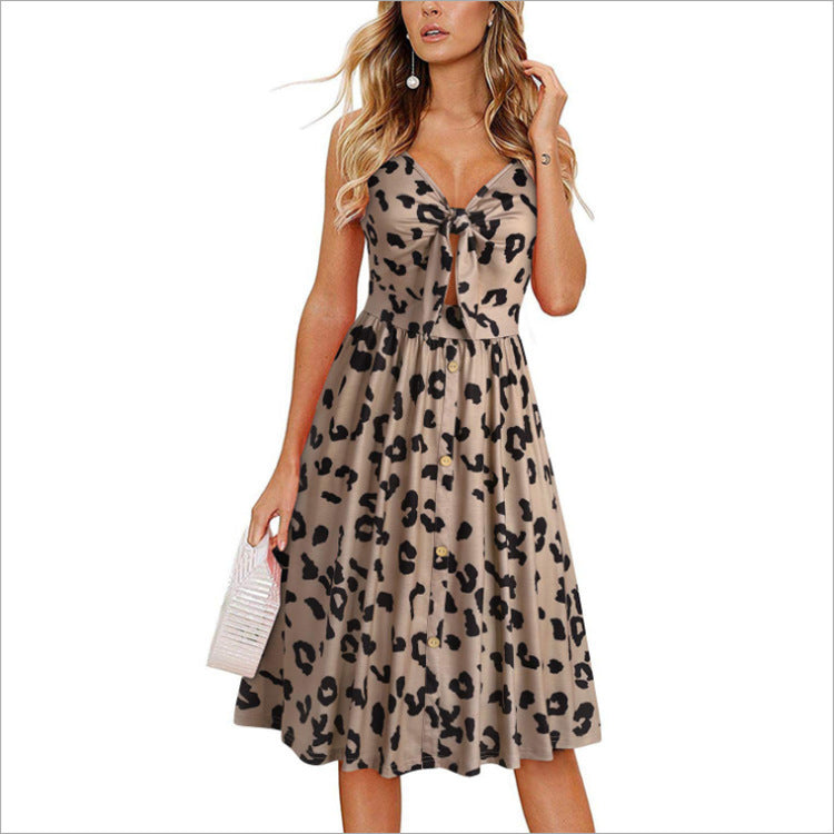 Summer New Style Sleeveless Slim Mid Length Dress Women