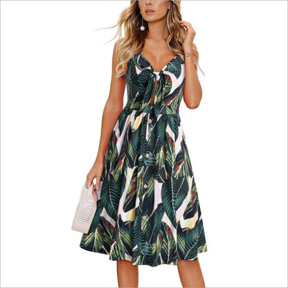 Summer New Style Sleeveless Slim Mid Length Dress Women