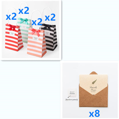 Small candy color striped white kraft paper bag