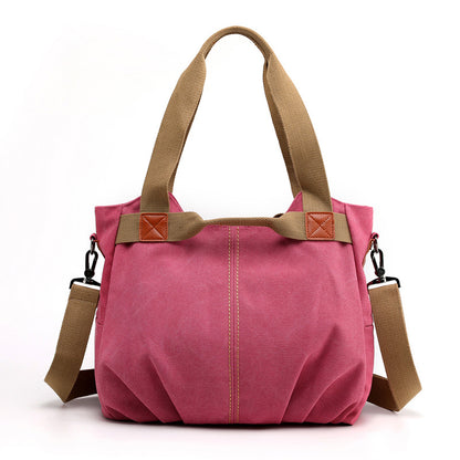 Large Capacity Simple Solid Color Multifunctional Portable Diagonal Canvas Bag