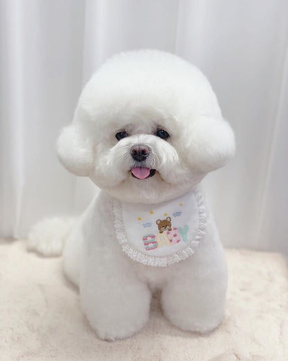 Cute Bear Embroidery Saliva Towel Small Bib Bib