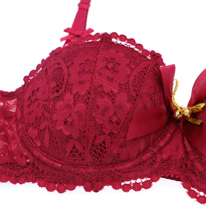 Sexy Lace  Cup Bra Set Christmas Valentine's Day Gift Temptation Stockings Thong