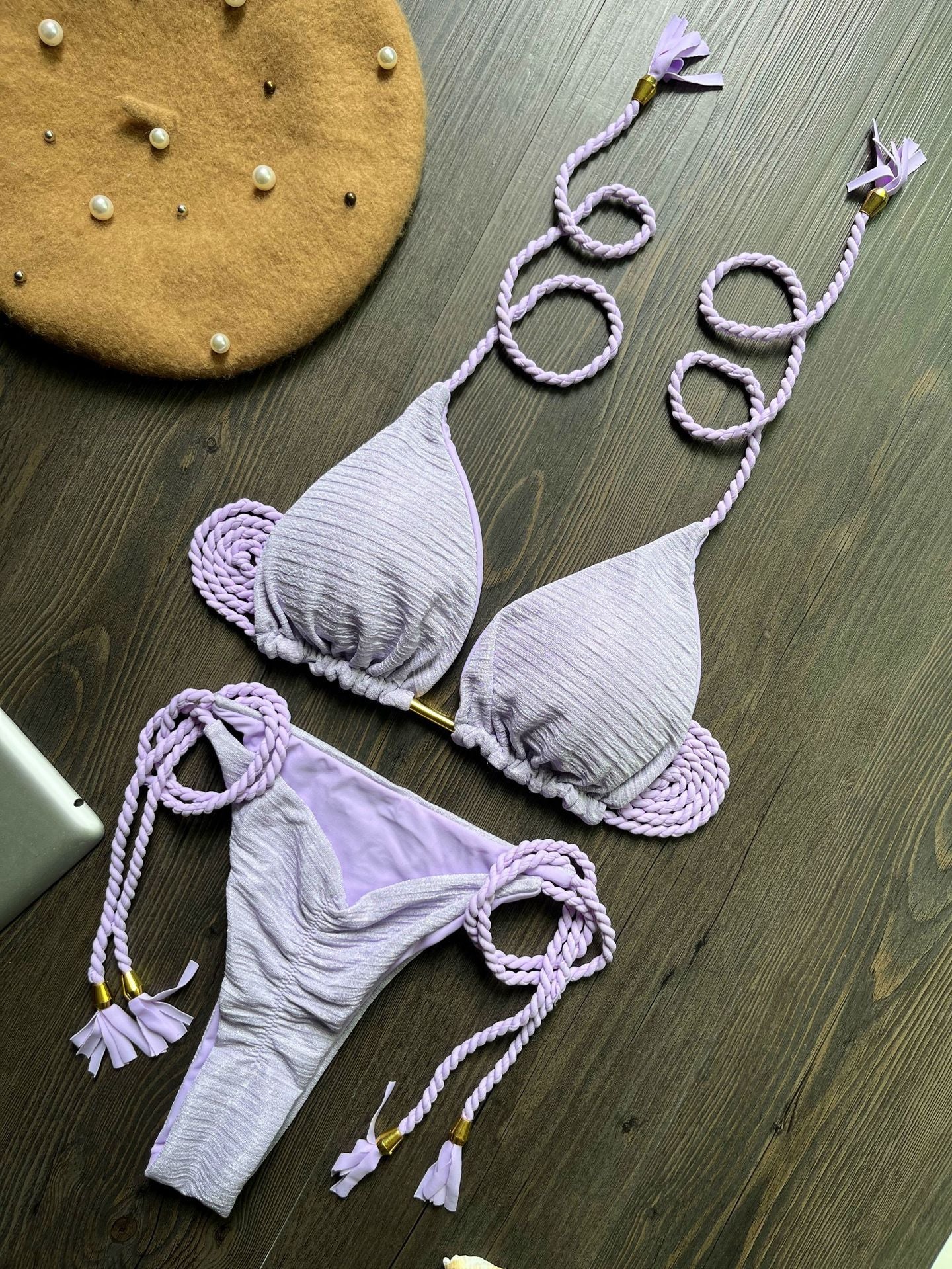 Women's Fashion Braided Rope Bikini Suit