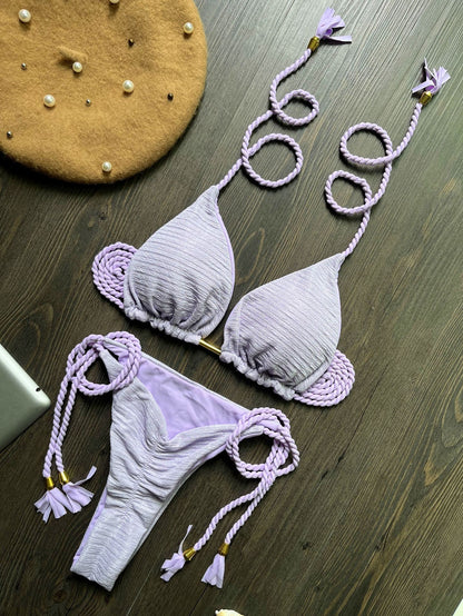 Women's Fashion Braided Rope Bikini Suit