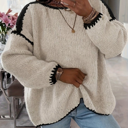Female Loose And Casual Off-the-shoulder Solid-color Sweater