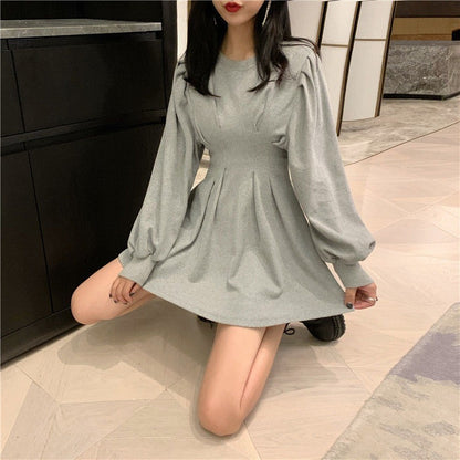 New Autumn Dress, Long-Sleeved Mid-Length A-Line Skirt, Thin And Waist