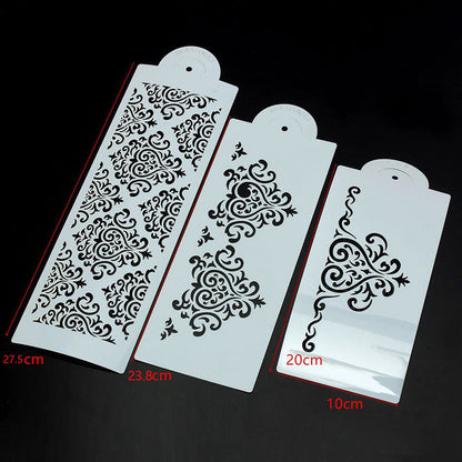 3-piece cake spray mold cake embossing mold printing mold edge fancy fondant mold fondant hollow Template