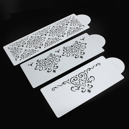 3-piece cake spray mold cake embossing mold printing mold edge fancy fondant mold fondant hollow Template