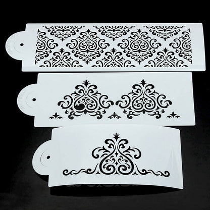 3-piece cake spray mold cake embossing mold printing mold edge fancy fondant mold fondant hollow Template