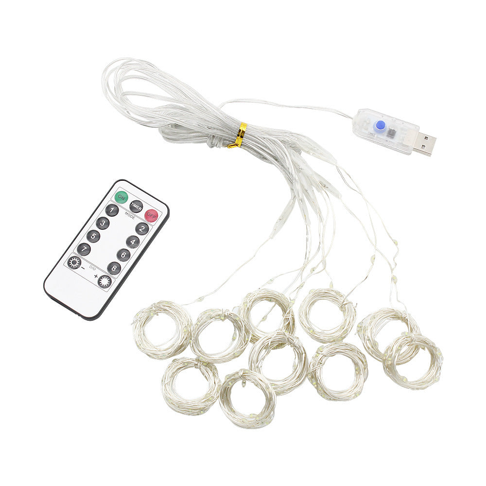LED Curtain Garland On The Window USB String Lights Remote Control Christmas Decorations For Home Room