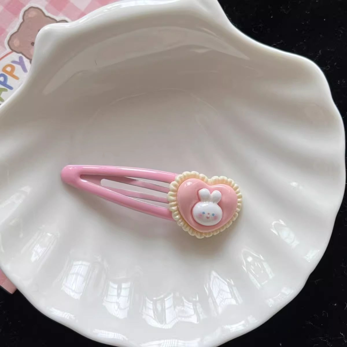 Cartoon Love Bunny Barrettes Broken Hair BB Clip Cute Bow Hair Clip Forehead Bang Clip Headdress