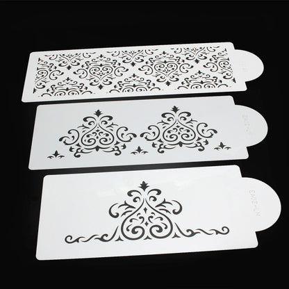 3-piece cake spray mold cake embossing mold printing mold edge fancy fondant mold fondant hollow Template