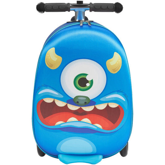 Ride-on Luggage 20-inch Kids Scooter Suitcase With Flash Wheels Blue