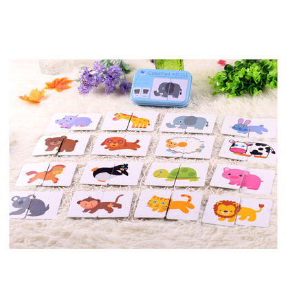 Children's Cognitive Card Iron Box Jigsaw Puzzle Matching Fruit Learning Card