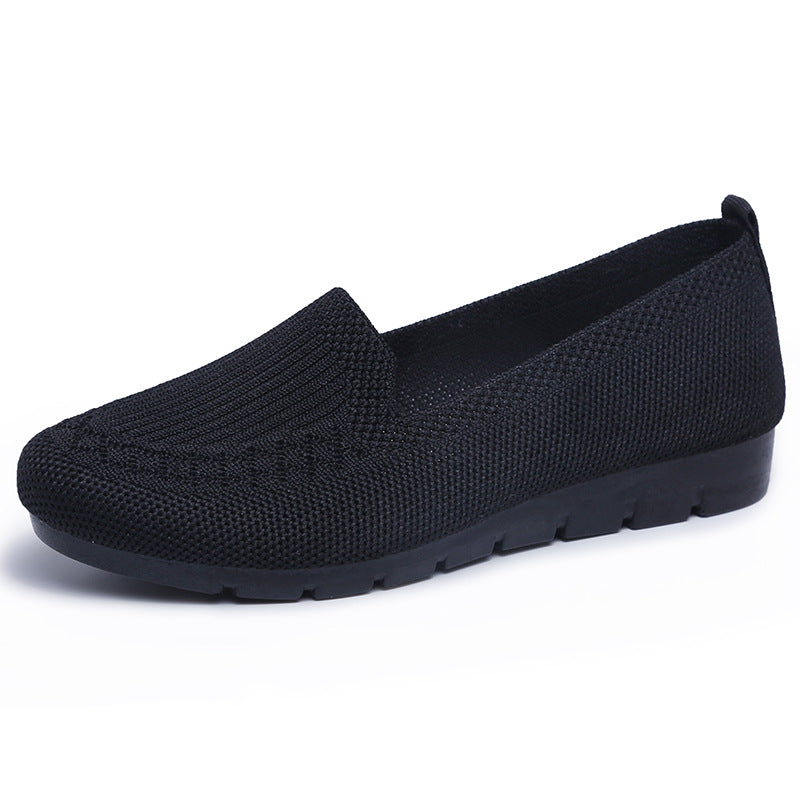 Womens Comfy Solid Color Knit Loafers - Lightweight Non-slip Slip-Ons for Casual Walking - Flexible, Durable & Stylish Everyday Shoes
