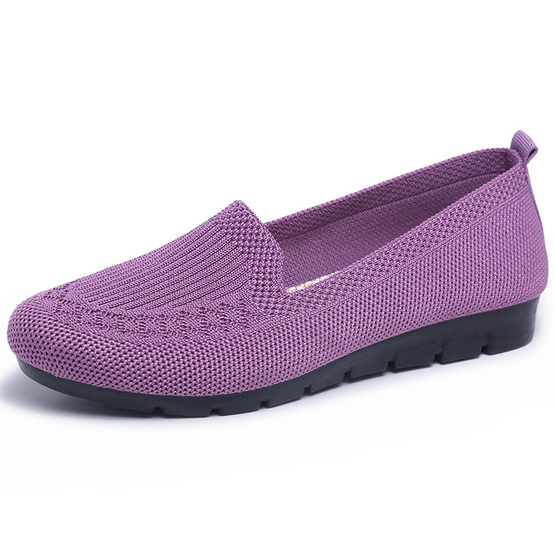 Womens Comfy Solid Color Knit Loafers - Lightweight Non-slip Slip-Ons for Casual Walking - Flexible, Durable & Stylish Everyday Shoes
