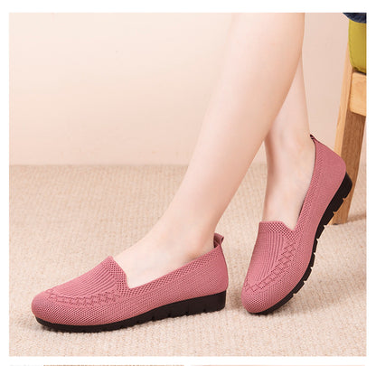Womens Comfy Solid Color Knit Loafers - Lightweight Non-slip Slip-Ons for Casual Walking - Flexible, Durable & Stylish Everyday Shoes