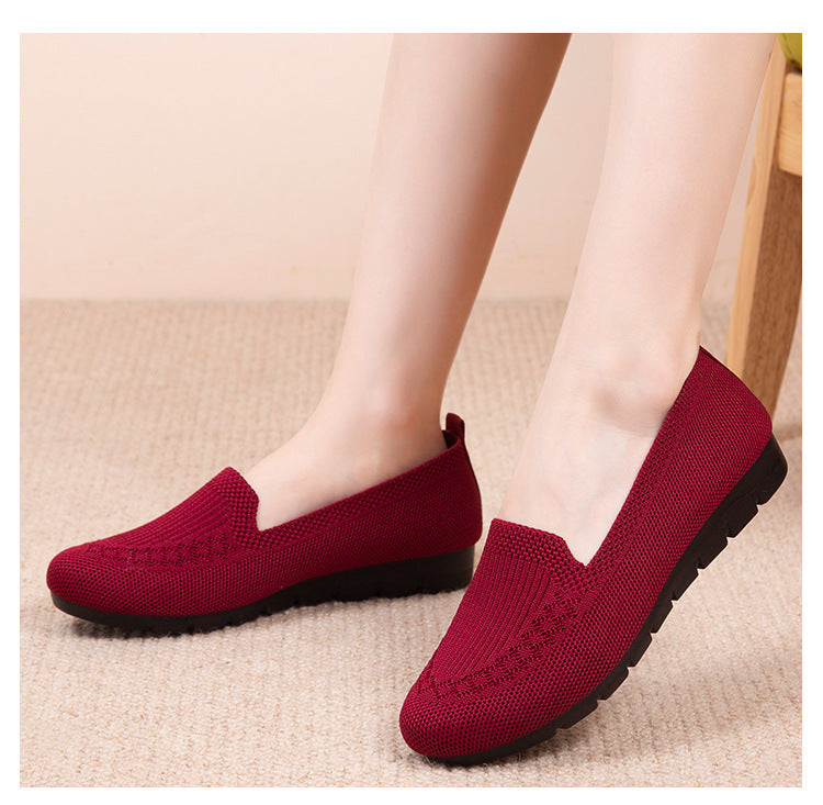 Womens Comfy Solid Color Knit Loafers - Lightweight Non-slip Slip-Ons for Casual Walking - Flexible, Durable & Stylish Everyday Shoes
