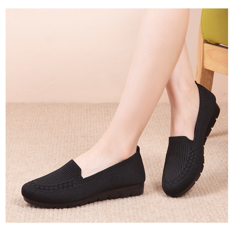 Womens Comfy Solid Color Knit Loafers - Lightweight Non-slip Slip-Ons for Casual Walking - Flexible, Durable & Stylish Everyday Shoes