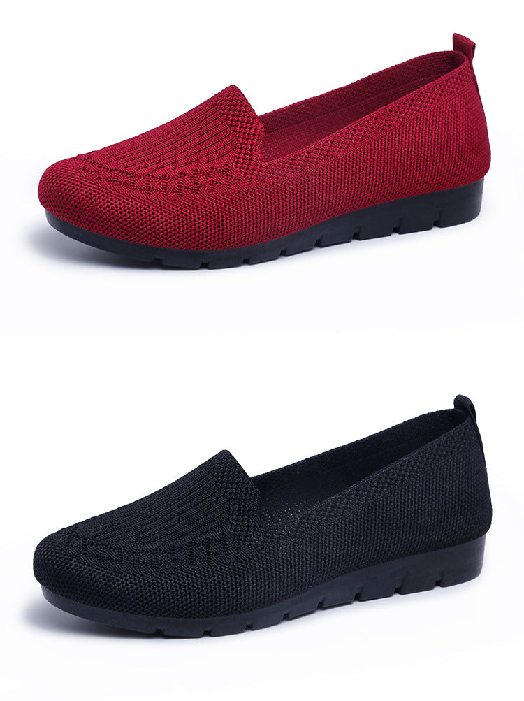 Womens Comfy Solid Color Knit Loafers - Lightweight Non-slip Slip-Ons for Casual Walking - Flexible, Durable & Stylish Everyday Shoes
