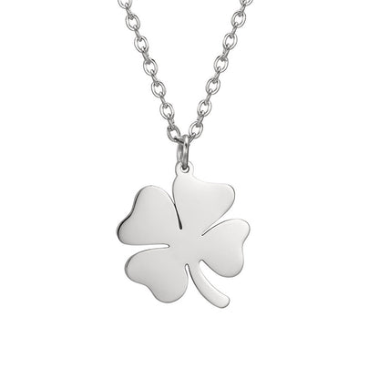 Lucky Four Leaf Clover Necklace - 18K Gold Plated Stainless Steel Pendant for Women & Men