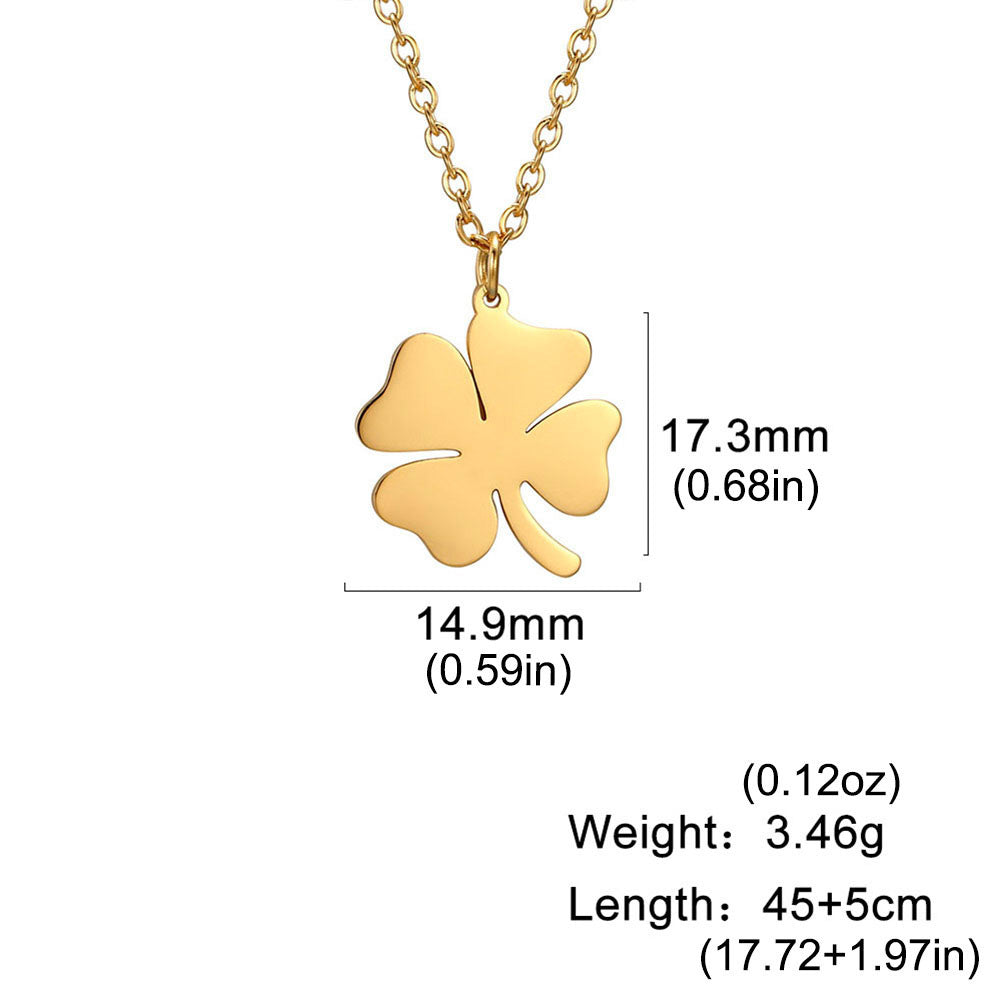 Lucky Four Leaf Clover Necklace - 18K Gold Plated Stainless Steel Pendant for Women & Men