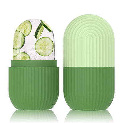 Silicone Ice Face Roller with Cucumber Design - Ideal for Eye and Neck Contouring, Beauty Facial Massage Tool, Unscented, No Battery Needed, Skin Care Essentials|Cucumber Theme Decor|Silicone Material