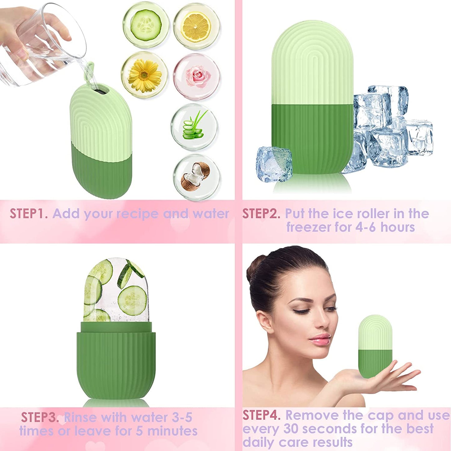 Silicone Ice Face Roller with Cucumber Design - Ideal for Eye and Neck Contouring, Beauty Facial Massage Tool, Unscented, No Battery Needed, Skin Care Essentials|Cucumber Theme Decor|Silicone Material