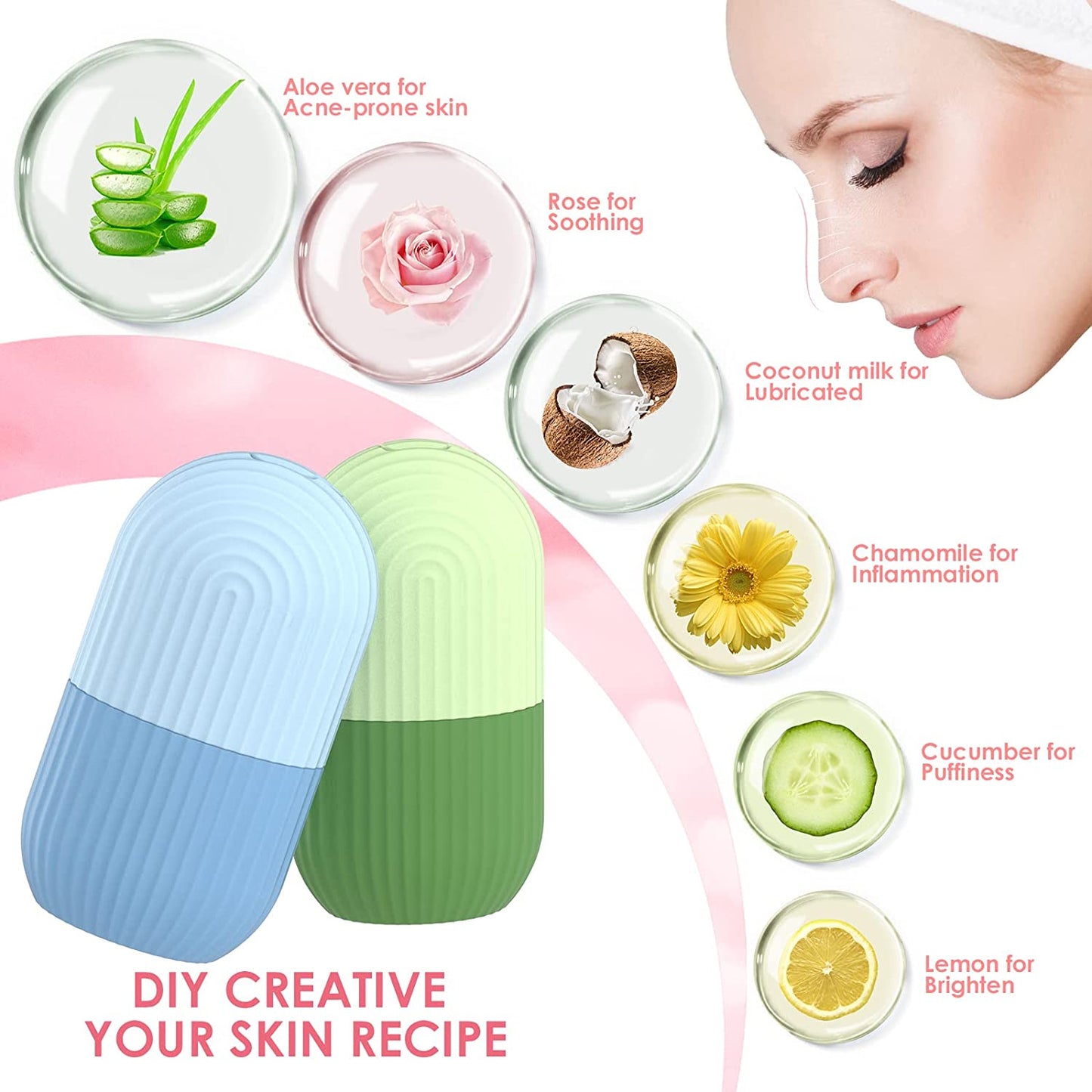 Silicone Ice Face Roller with Cucumber Design - Ideal for Eye and Neck Contouring, Beauty Facial Massage Tool, Unscented, No Battery Needed, Skin Care Essentials|Cucumber Theme Decor|Silicone Material