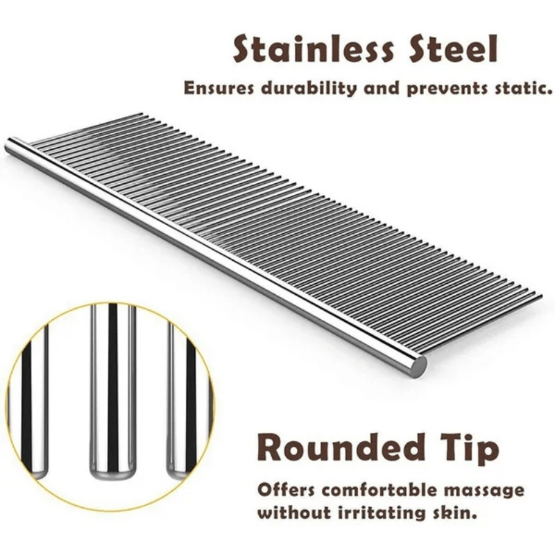 Stainless Steel Dematting Comb for Dogs - Effortless Detangling, Reduced Shedding, and Gentle on Skin - Durable, Easy to Clean, and Perfect for Long-Haired Breeds