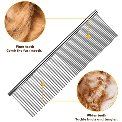 Stainless Steel Dematting Comb for Dogs - Effortless Detangling, Reduced Shedding, and Gentle on Skin - Durable, Easy to Clean, and Perfect for Long-Haired Breeds
