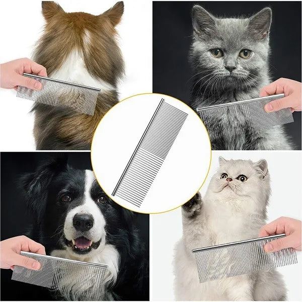 Stainless Steel Dematting Comb for Dogs - Effortless Detangling, Reduced Shedding, and Gentle on Skin - Durable, Easy to Clean, and Perfect for Long-Haired Breeds