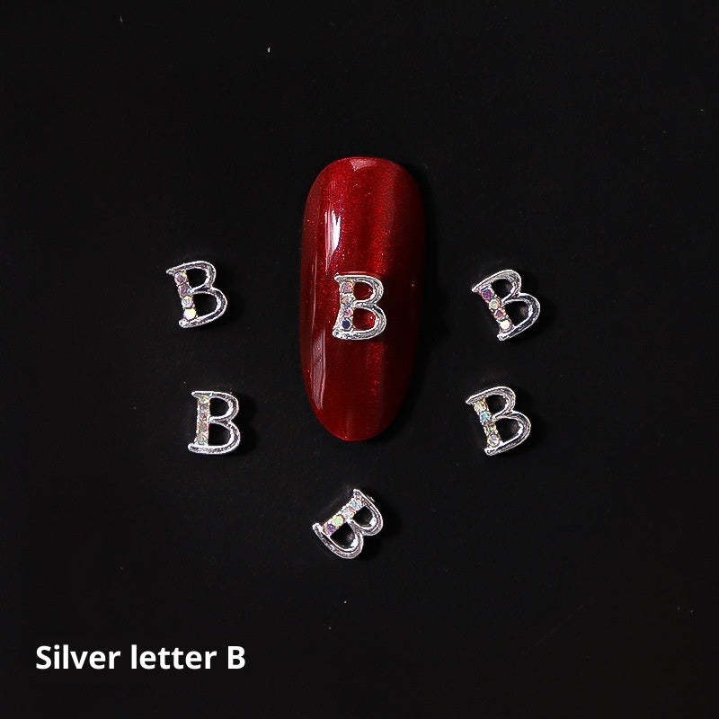 26 Letter Alloy Nail Ornament Nail Crystal