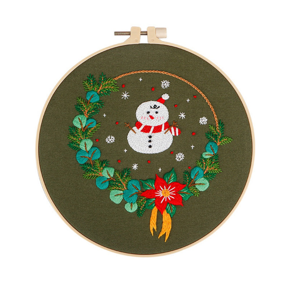 Christmas Day Gift Snowman Wreath Embroidery Material Package