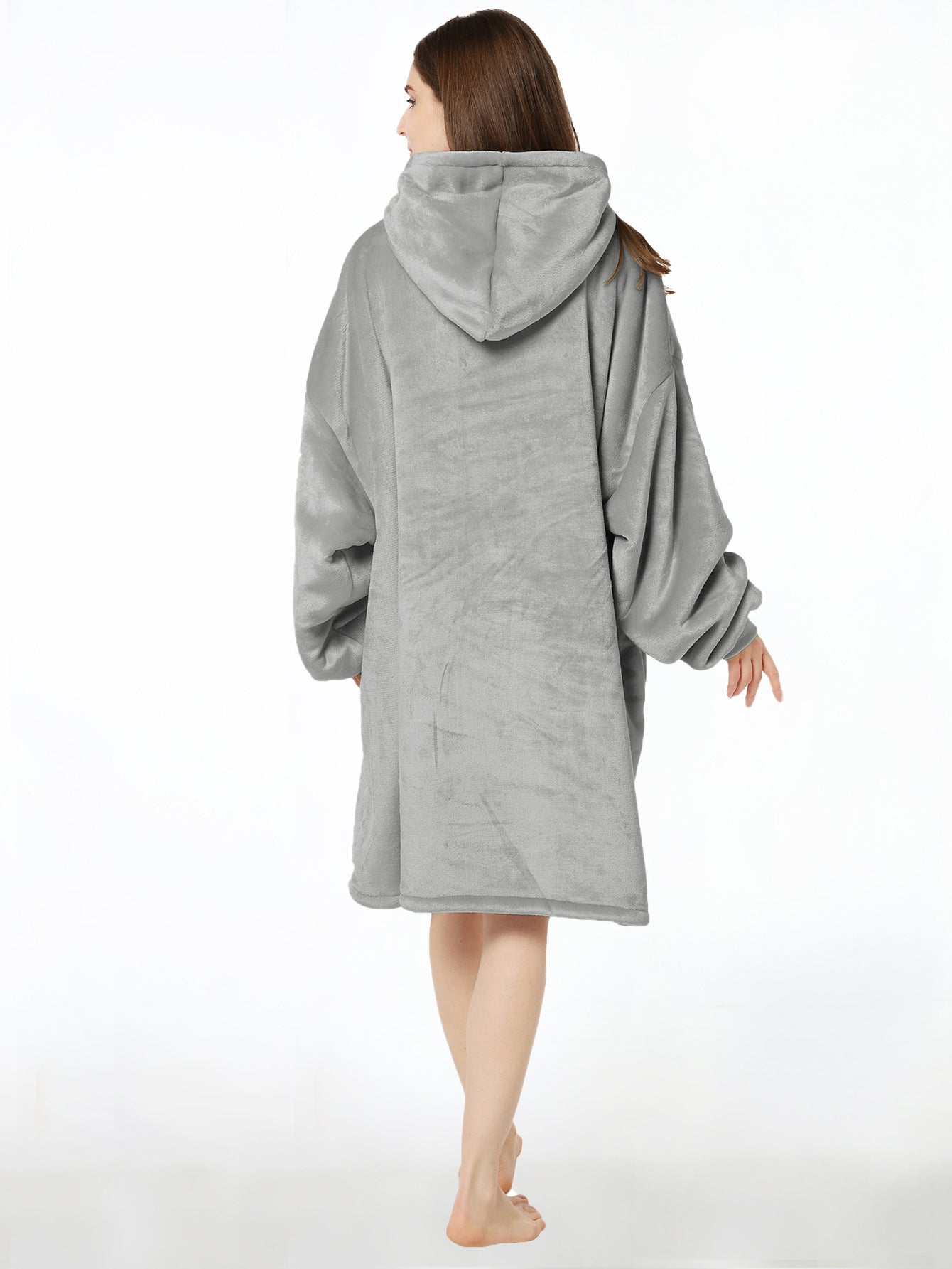 RONGTAI Oversized Wearable Pajamas With Big Pockets,Soft Plush Sweatshirt Hooded Popular Tops One Size Fits