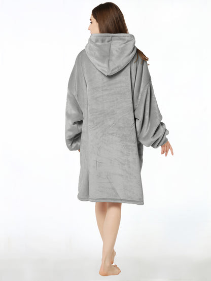 RONGTAI Oversized Wearable Pajamas With Big Pockets,Soft Plush Sweatshirt Hooded Popular Tops One Size Fits