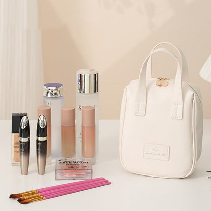 Kosmetiktasche mit Henkel, modische muschelförmige Handtasche, Kulturbeutel, Reisetasche, geräumig, tragbar, Aufbewahrungstasche für Make-up