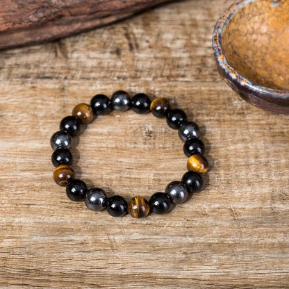 Natural Tiger Eye Stone Bracelet - Handwoven Healing Crystal Bracelet for Men & Women