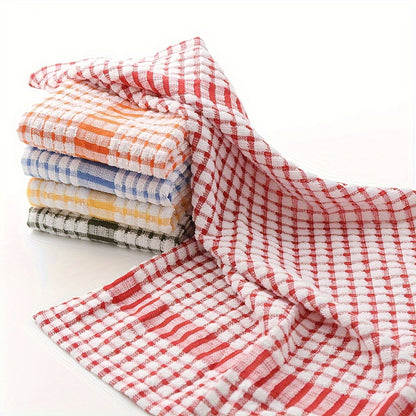 5/10pcs Large Size Cloths, Dishwashing Cloths, Table Cleaning Cloths, Randomly Colored Checkered Napkins, Absorbent Wet Wipes, Kitchen Cleaning Cloths, Cleaning Tools, Reusable Napkins, Tea Towels