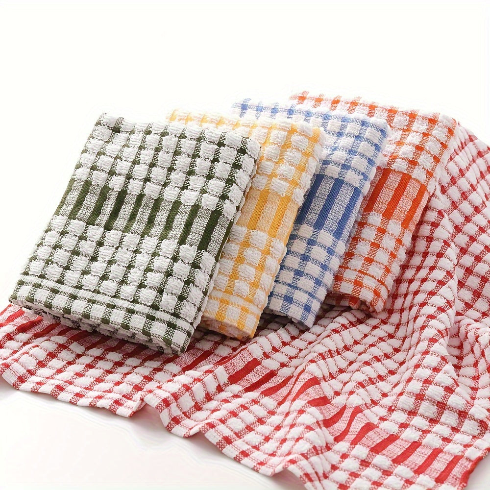 5/10pcs Large Size Cloths, Dishwashing Cloths, Table Cleaning Cloths, Randomly Colored Checkered Napkins, Absorbent Wet Wipes, Kitchen Cleaning Cloths, Cleaning Tools, Reusable Napkins, Tea Towels