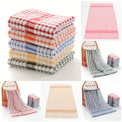 5/10pcs Large Size Cloths, Dishwashing Cloths, Table Cleaning Cloths, Randomly Colored Checkered Napkins, Absorbent Wet Wipes, Kitchen Cleaning Cloths, Cleaning Tools, Reusable Napkins, Tea Towels