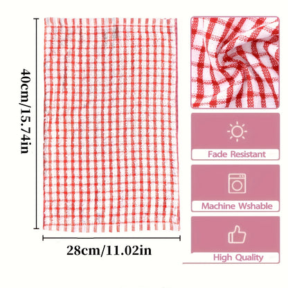 5/10pcs Large Size Cloths, Dishwashing Cloths, Table Cleaning Cloths, Randomly Colored Checkered Napkins, Absorbent Wet Wipes, Kitchen Cleaning Cloths, Cleaning Tools, Reusable Napkins, Tea Towels