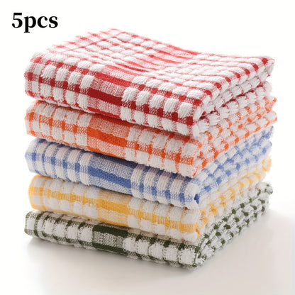 5/10pcs Large Size Cloths, Dishwashing Cloths, Table Cleaning Cloths, Randomly Colored Checkered Napkins, Absorbent Wet Wipes, Kitchen Cleaning Cloths, Cleaning Tools, Reusable Napkins, Tea Towels