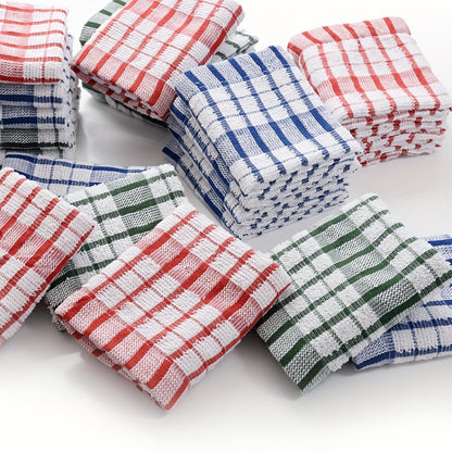 5/10pcs Large Size Cloths, Dishwashing Cloths, Table Cleaning Cloths, Randomly Colored Checkered Napkins, Absorbent Wet Wipes, Kitchen Cleaning Cloths, Cleaning Tools, Reusable Napkins, Tea Towels