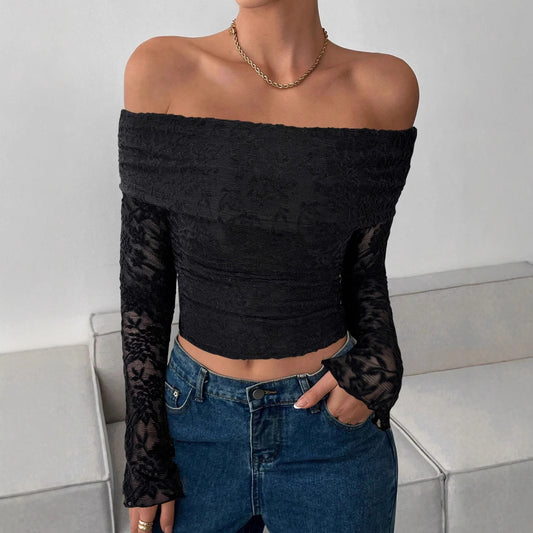 New Autumn Collection Off-shoulder Long-sleeve Slim-fit Outfit That Flatters Your Figure And Exudes Elegance